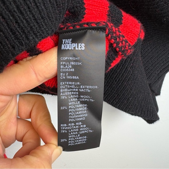 The Kooples Zebra Print Rib Knit Sweater Red Black Sz 2 / US 6 or M - Picture 7 of 7